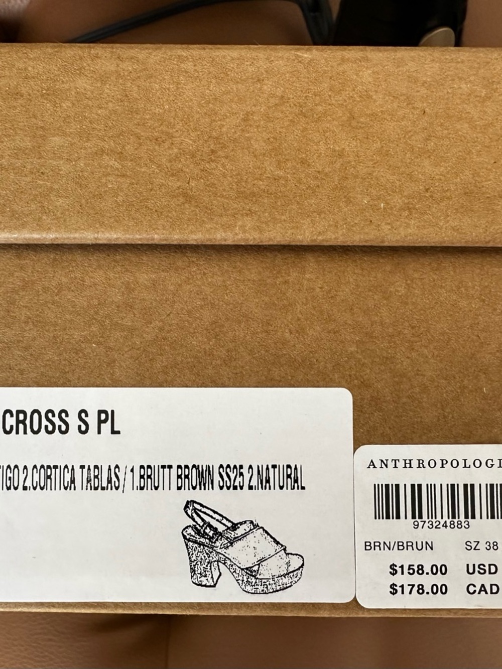 Anthropologie Brown Platform Sandals Cork Heel Slingback SZ 7-7.5 EU 38 NIB - Picture 5 of 10